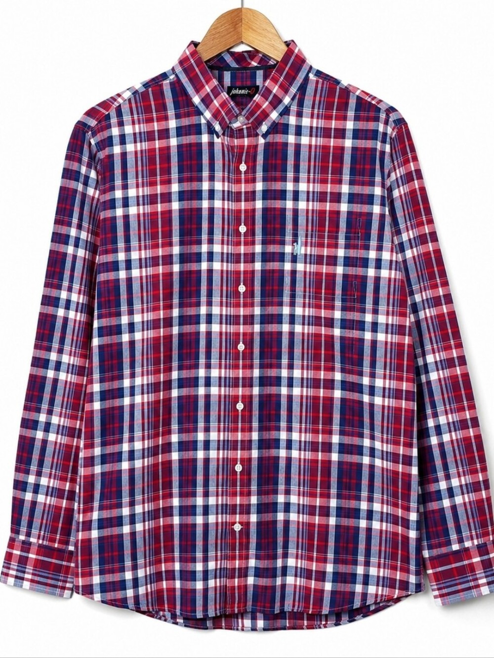 Johnnie-O Men’s Red Blue Plaid Button Down Shirt Long Sleeve Approx 2XL
